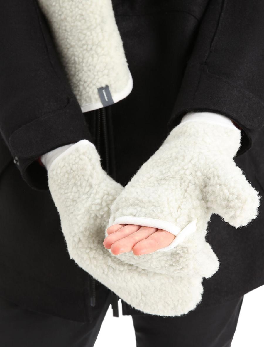 Icebreaker Unisex RealFleece™ Merino High Pile Mittens Miesten Käsineet Valkoinen | FI 1054WNBY